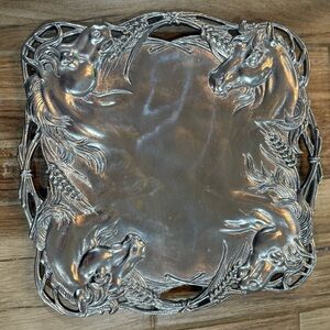 Arthur Court Horse Aluminum 12" Inch Square Tray Platter Vintage Equestrian 1999